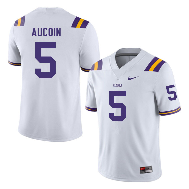 Men #5 Alex Aucoin LSU Tigers College Football Jerseys Sale-White